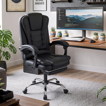 Fauteuil de massage avec repose-pieds, noir