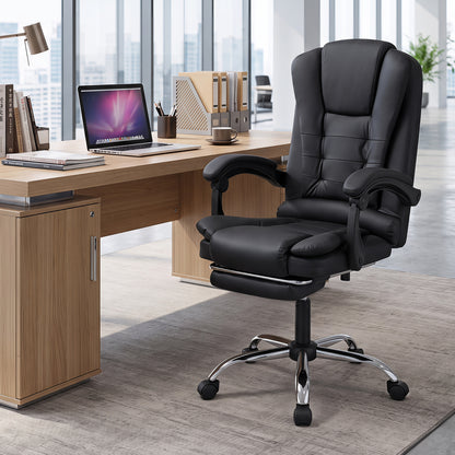 Fauteuil de massage avec repose-pieds, noir