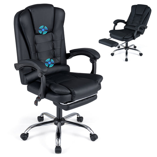 Massage Office Chair with Footrest, Black Office Chairs Black at Gallery Canada
