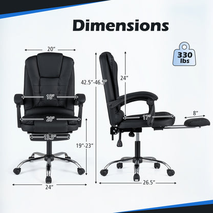 Fauteuil de massage avec repose-pieds, noir