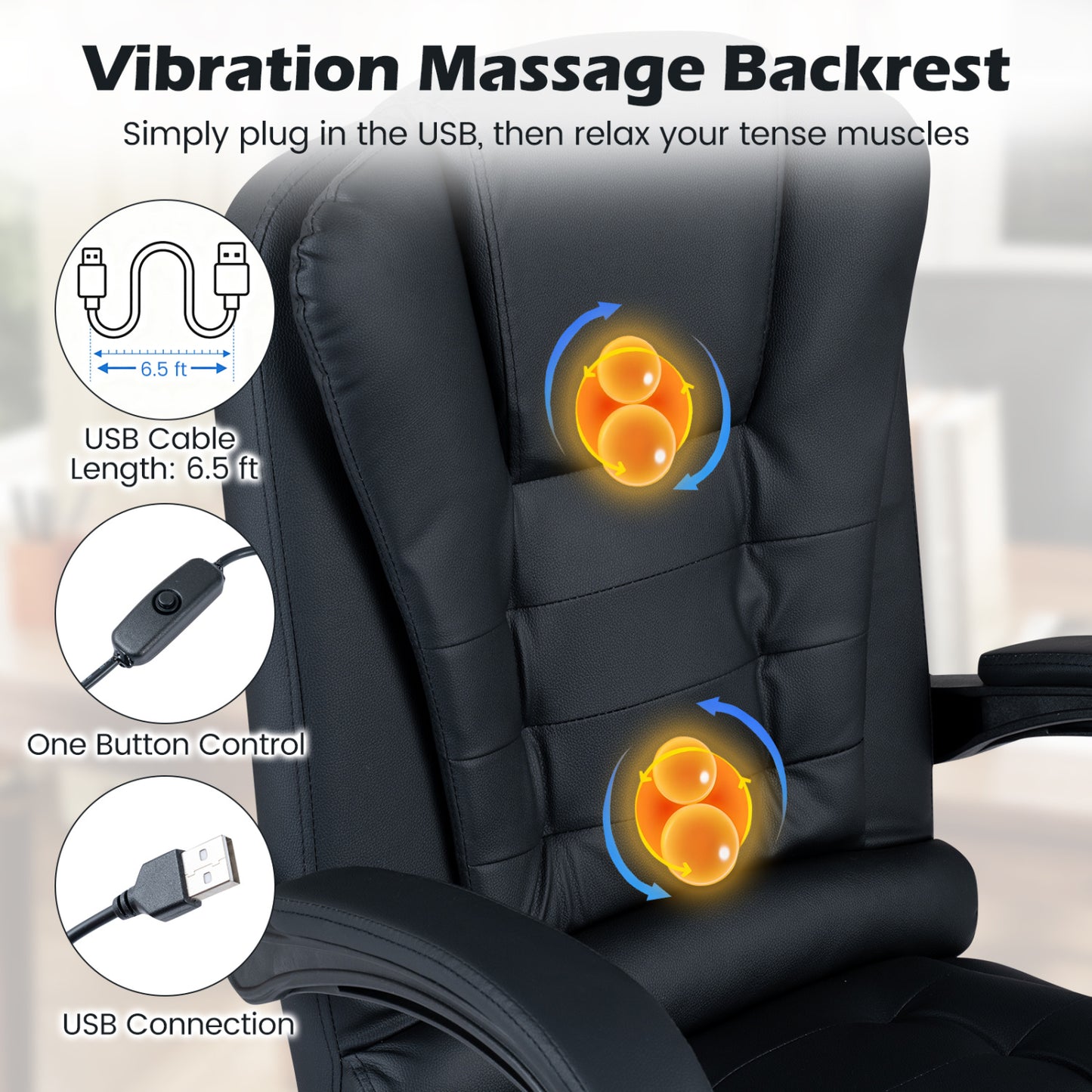 Fauteuil de massage avec repose-pieds, noir
