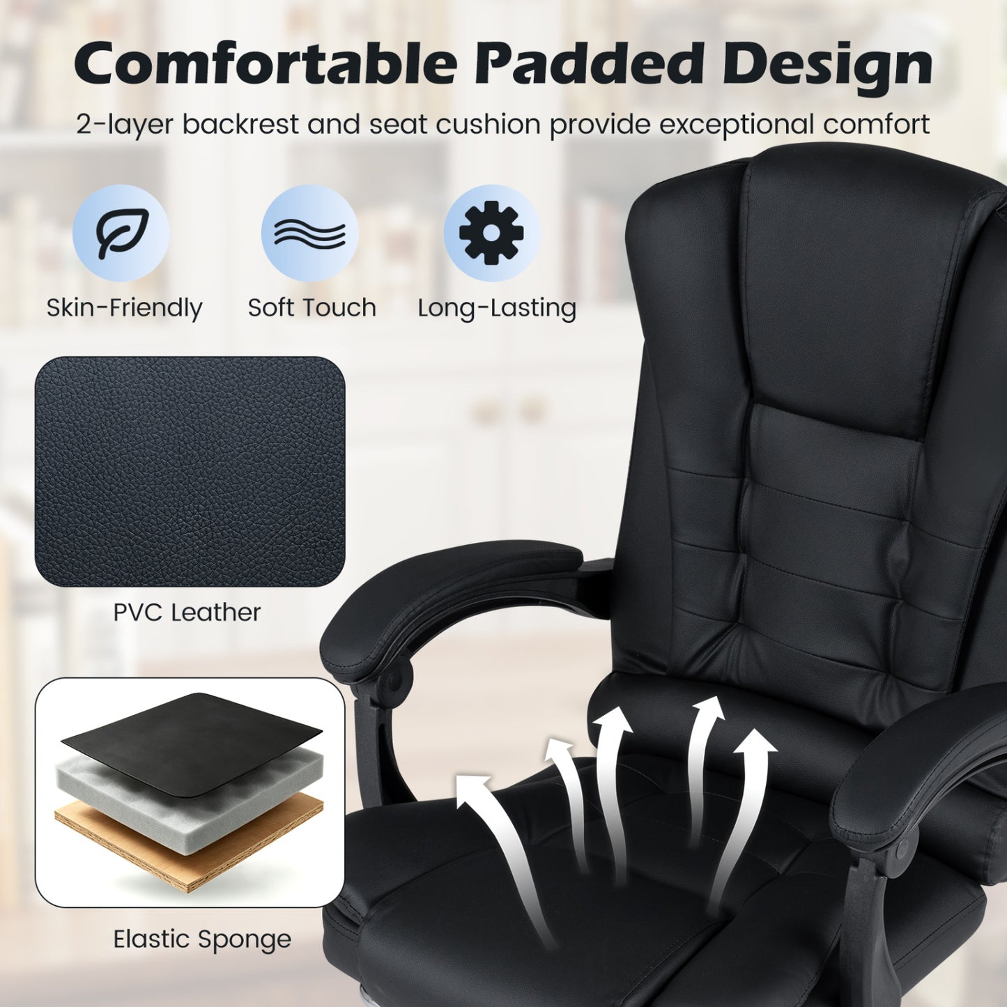 Fauteuil de massage avec repose-pieds, noir