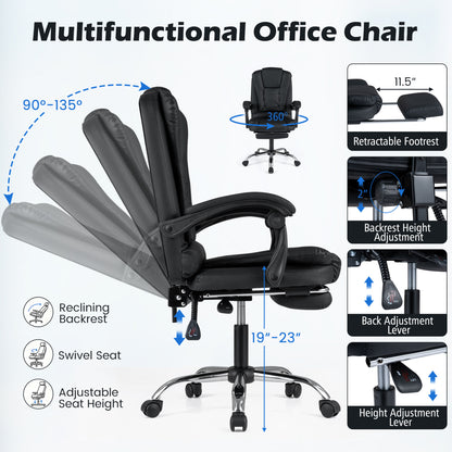 Fauteuil de massage avec repose-pieds, noir