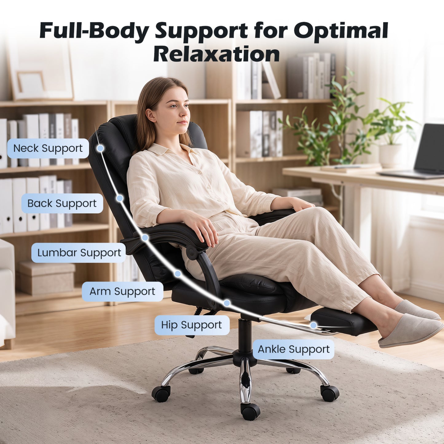 Fauteuil de massage avec repose-pieds, noir