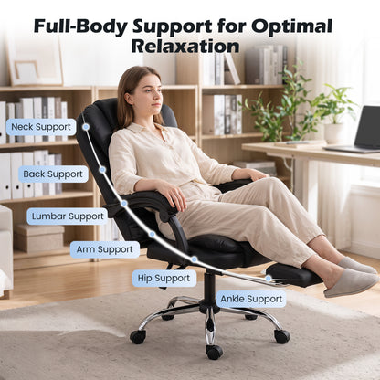 Fauteuil de massage avec repose-pieds, noir