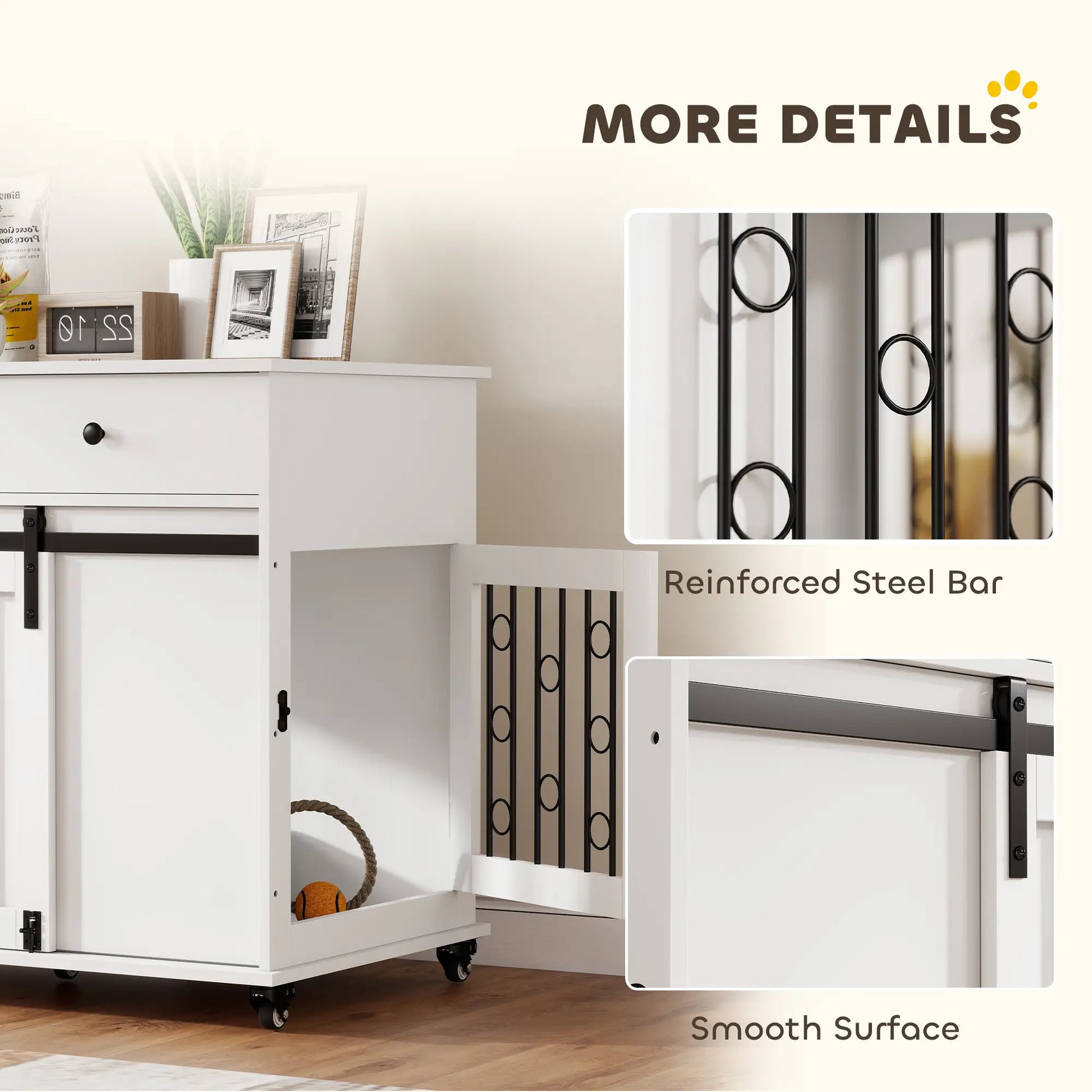 39 Inch Dog Crate Furniture, Indoor Kennel with Drawers, Wheels, Oak Dog Cages & Crates at Gallery Canada