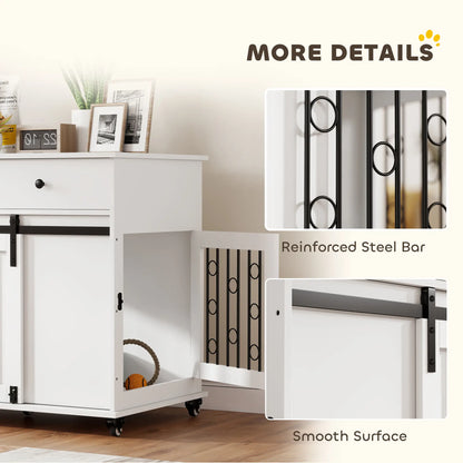 39 Inch Dog Crate Furniture, Indoor Kennel with Drawers, Wheels, Oak Dog Cages & Crates at Gallery Canada