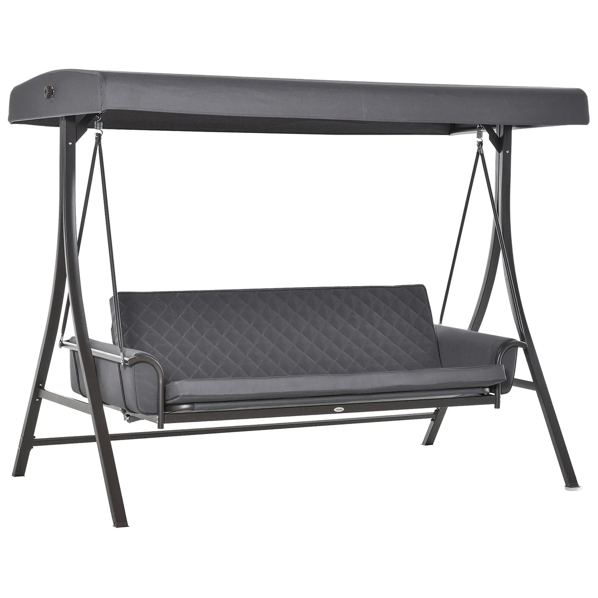 3 Person Porch Swing Bench, Adjustable Canopy, Cushions, Pillows, Dark Grey Porch Swings with Canopy at Gallery Canada