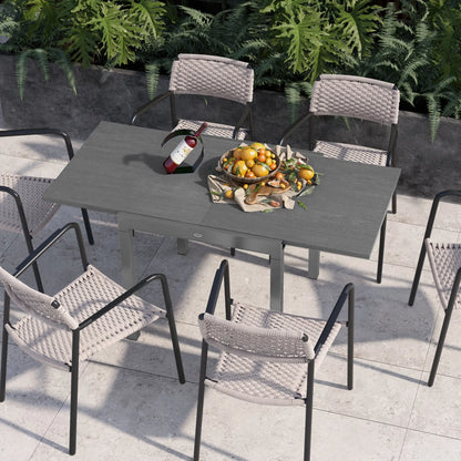 31.5"-63" Extendable Outdoor Dining Table, Aluminium Frame, Steel Tabletop, Dark Grey Patio Dinning Tables at Gallery Canada