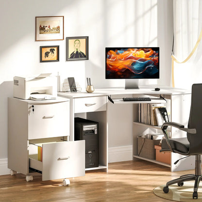L-Shaped Computer Desk, File Cabinet Set, White Computer Desks at Gallery Canada