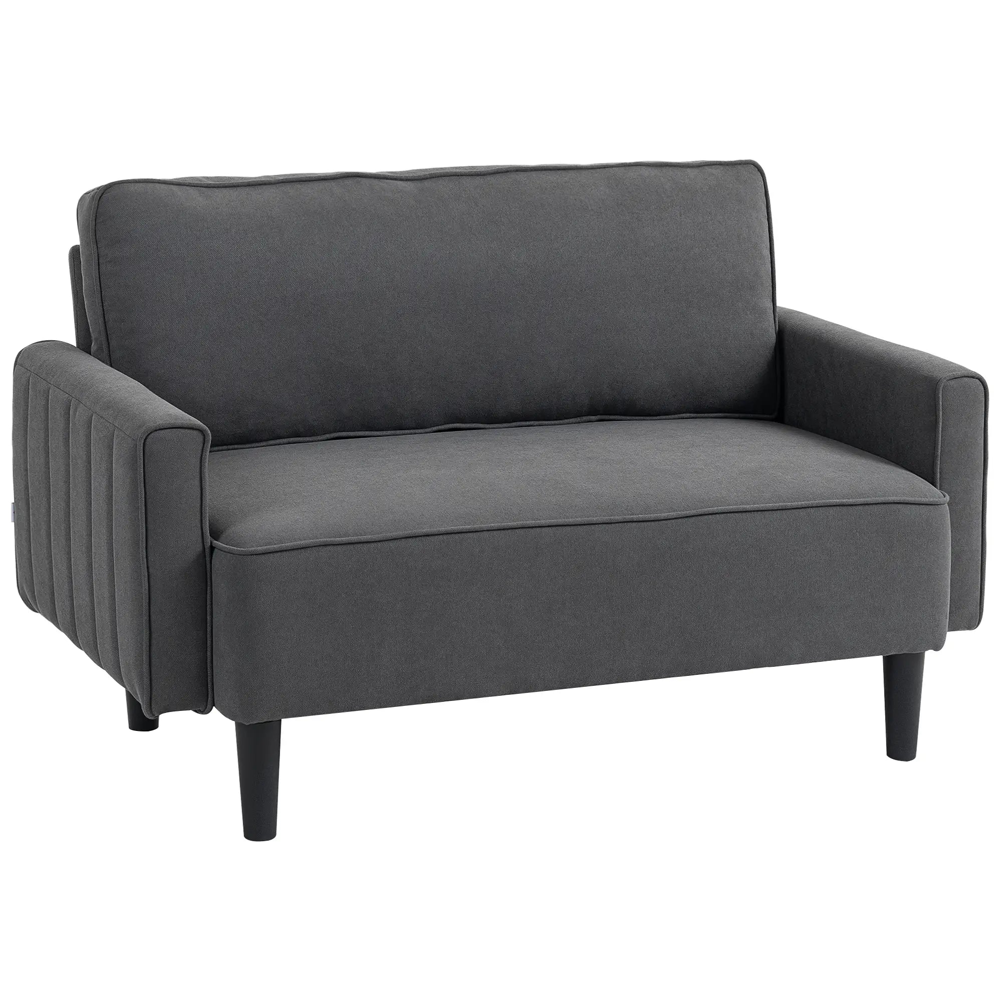 Linen Loveseat Sofa, 2 Seater with Thick Padded Seat, Dark Grey 2-Seater Sofas at Gallery Canada