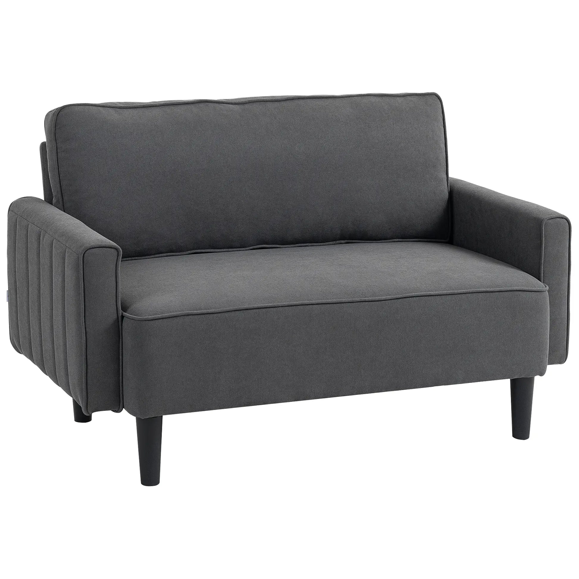 Linen Loveseat Sofa, 2 Seater with Thick Padded Seat, Dark Grey 2-Seater Sofas at Gallery Canada