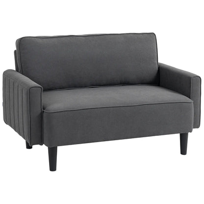 Linen Loveseat Sofa, 2 Seater with Thick Padded Seat, Dark Grey 2-Seater Sofas at Gallery Canada