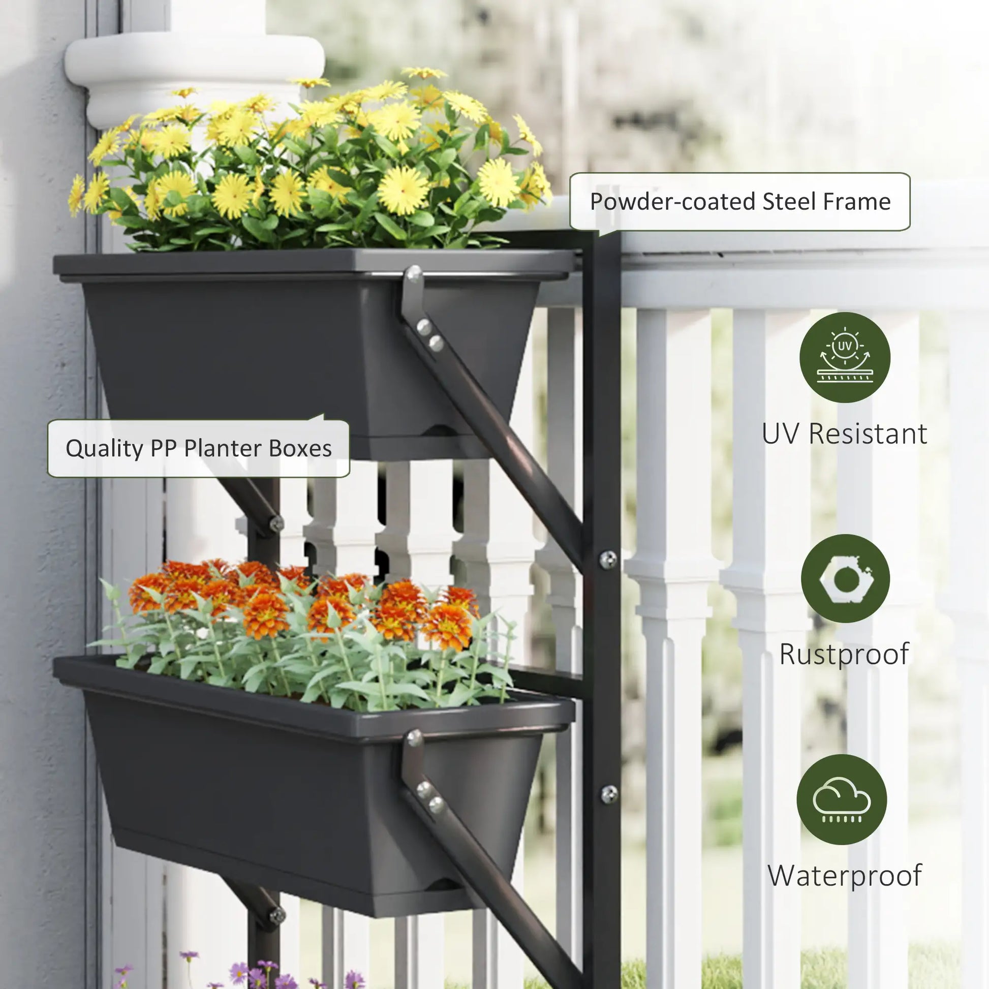 3-Tier Wall Planter Box, 3 Pots, Vertical Outdoor, Dark Grey Garden Accessories at Gallery Canada