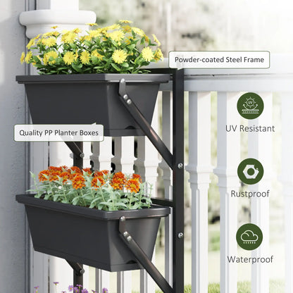 3-Tier Wall Planter Box, 3 Pots, Vertical Outdoor, Dark Grey Garden Accessories at Gallery Canada
