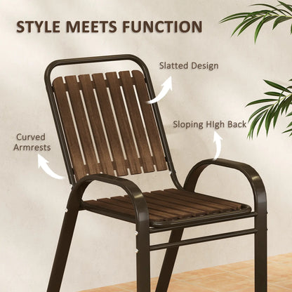 3pc Patio Bistro Set, 2 Stackable Chairs with Glass Table, Outdoor, Dark Brown Bistro Sets at Gallery Canada