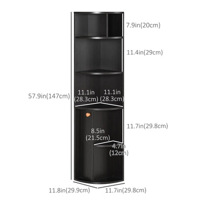 5-Tier Corner Bookcase, Storage Bookshelf, Open Compartments, Cabinet, Black Bookcases With Doors at Gallery Canada