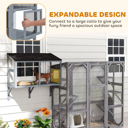 Outdoor Cat Enclosure, Expandable Wooden Cat House, 39.4"L Outdoor Cat Enclosures at Gallery Canada