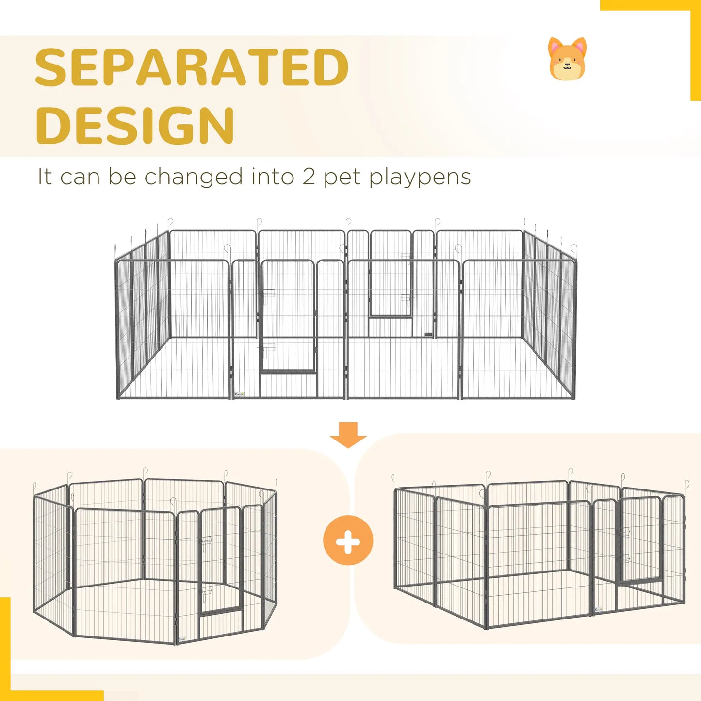16 Panel 39" Heavy Duty Dog Playpen, Small Medium Large Dogs, Grey Houses, Kennels & Pens at Gallery Canada