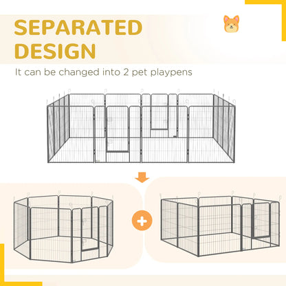 16 Panel 39" Heavy Duty Dog Playpen, Small Medium Large Dogs, Grey Houses, Kennels & Pens at Gallery Canada