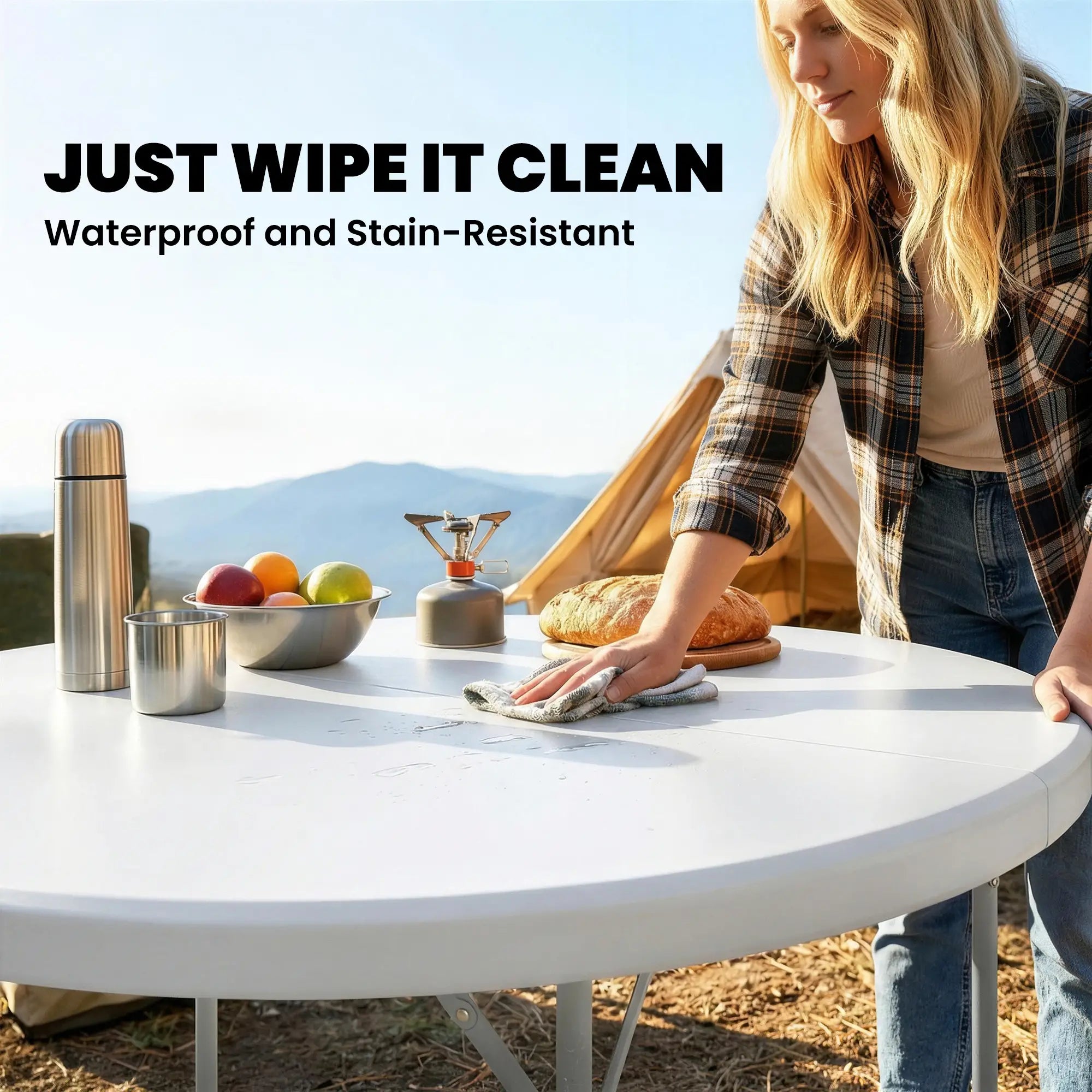 4ft Plastic Folding Picnic Table, Indoor Outdoor, White Picnic Tables & Camping Chairs at Gallery Canada