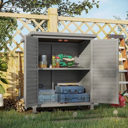 Wooden Garden Storage Shed, 2 Door, 34" x 18" x 38", Grey Sheds at Gallery Canada