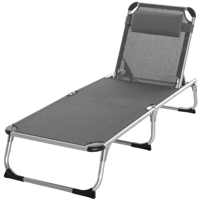 Folding Lounge Chair, Adjustable Backrest, Aluminum Frame, Grey Lounger Chairs at Gallery Canada