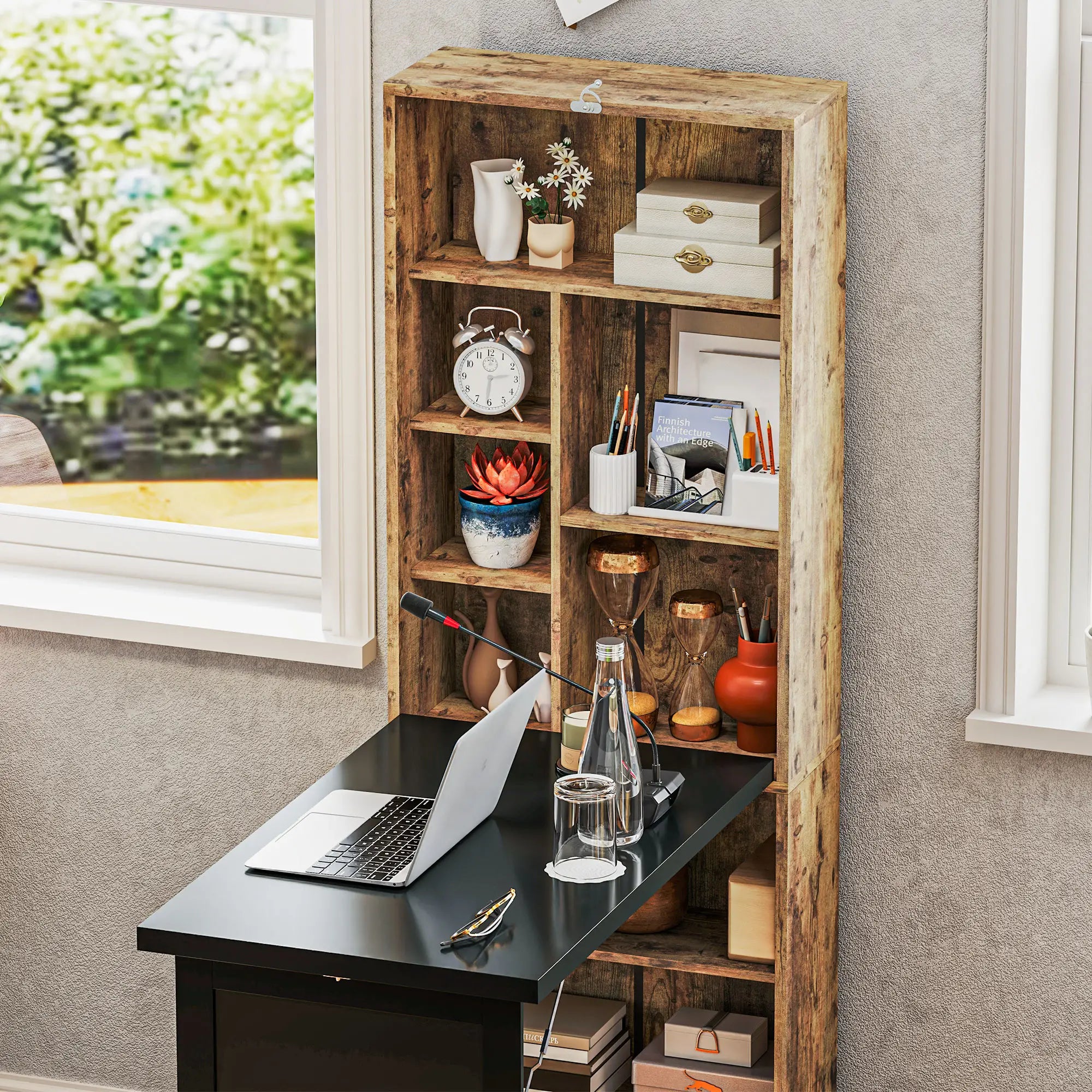 Fold-Out Convertible Office Desk, Wall Mount Computer Desk, Rustic Brown Computer Desks at Gallery Canada