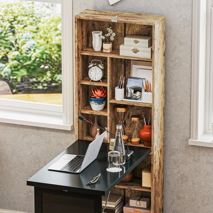 Fold-Out Convertible Office Desk, Wall Mount Computer Desk, Rustic Brown Computer Desks at Gallery Canada
