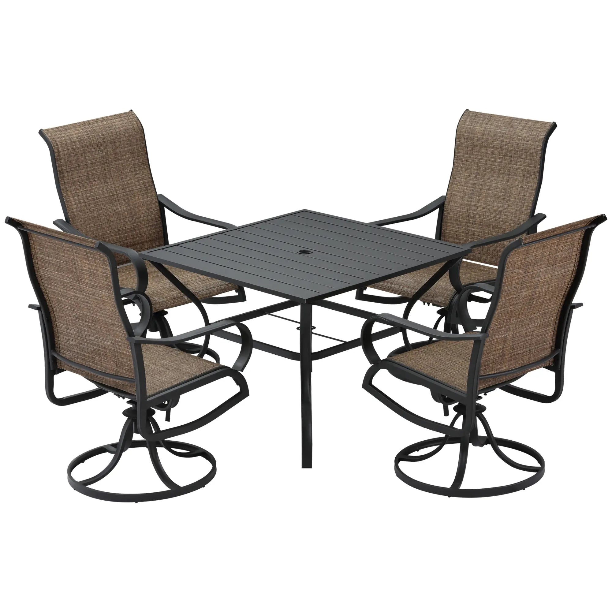 5-Piece Outdoor Patio Dining Set, 4 Swivel Rocker Chairs, 37