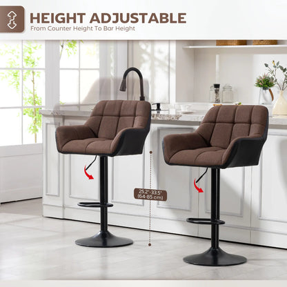 Adjustable Swivel Barstools Set of 2, with Footrest Armrests, Brown Bar Stools at Gallery Canada