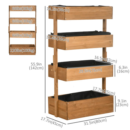 4-Tier Raised Garden Bed, Vertical Elevated Planter Rack, Wooden Planter Box Wooden Planter Boxes at Gallery Canada