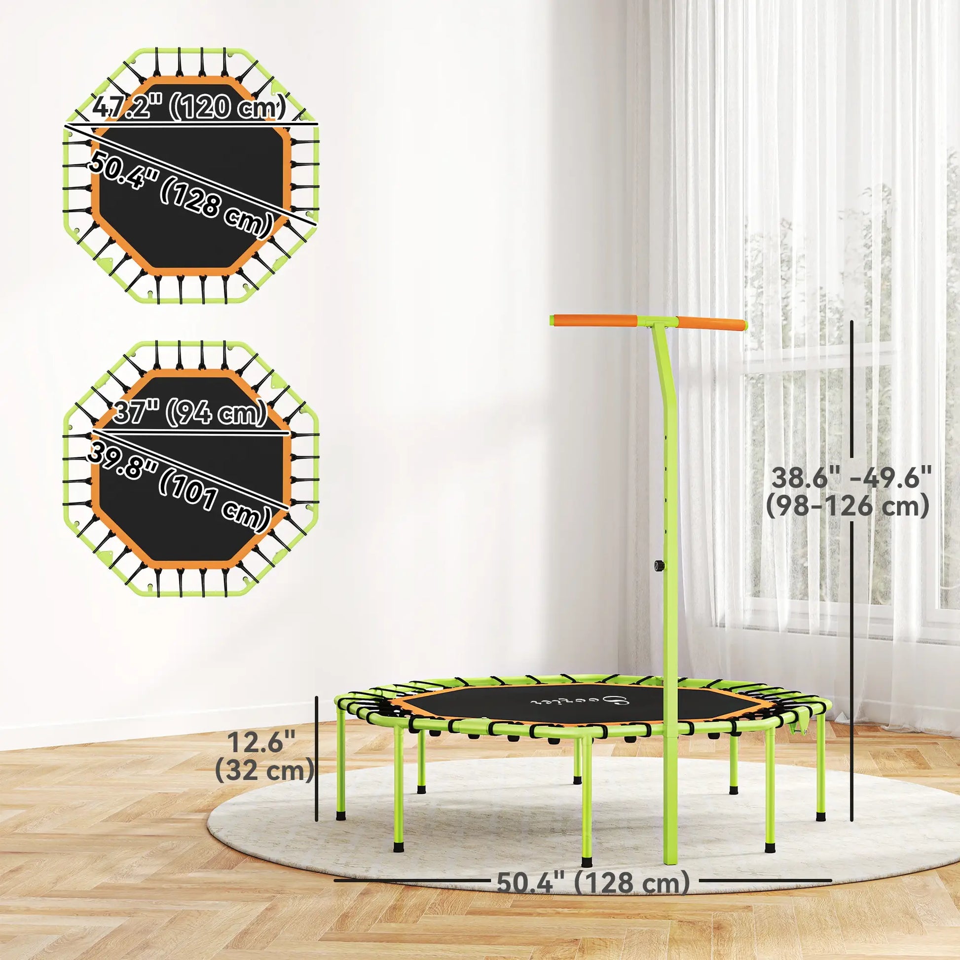 50" Foldable Mini Trampoline, Fitness Rebounder, Adjustable Handle Bar Trampolines at Gallery Canada