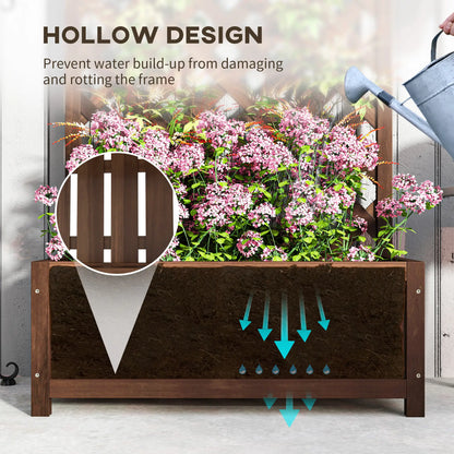 Wood Planter With Trellis, Raised Garden Bed, 30" x 14" x 67", Dark Brown Wooden Planter Boxes at Gallery Canada