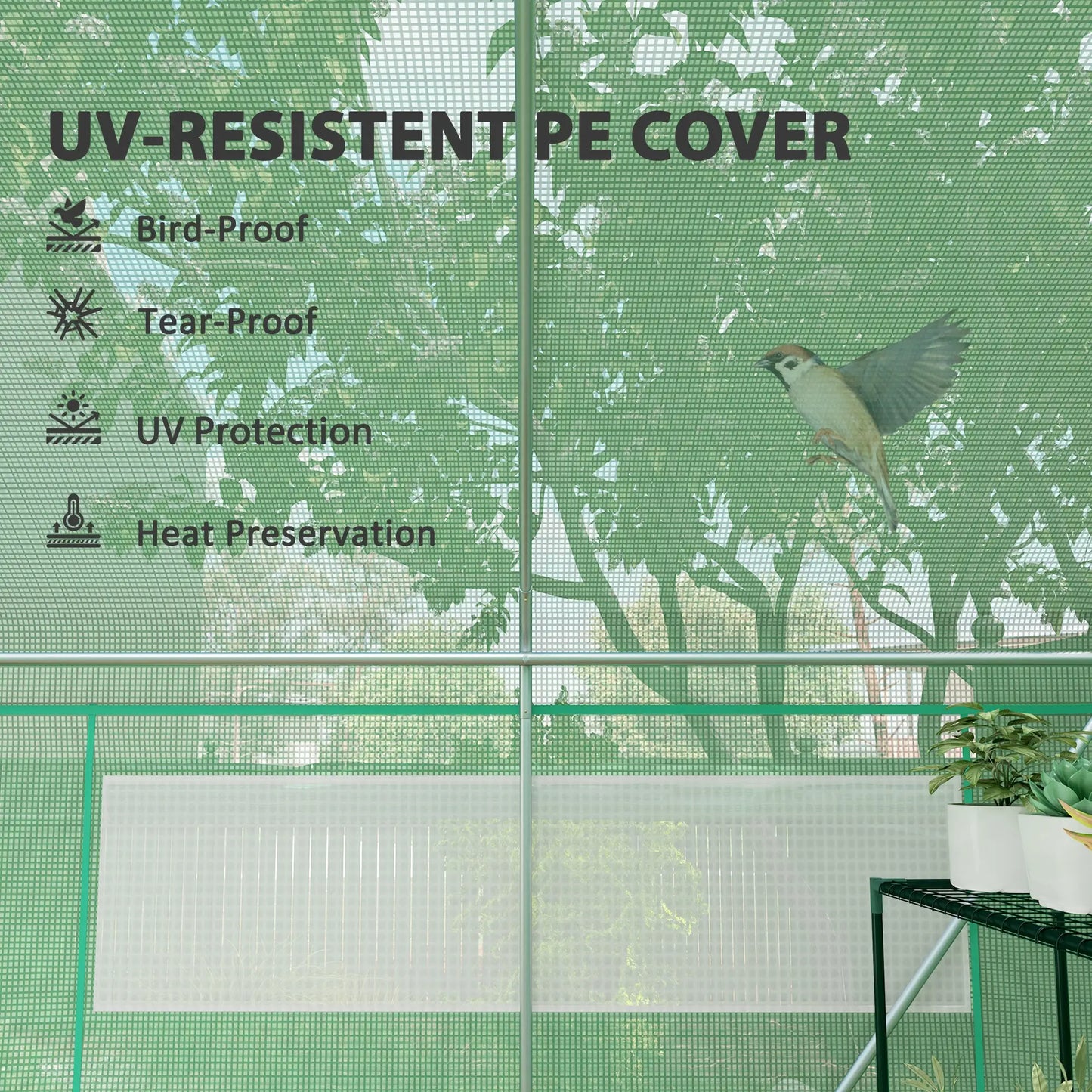 19.5' x 10' x 7.5' Walk-In Greenhouse, 3 Roll-Up Doors, Mesh Windows, Green Tunnel Greenhouses at Gallery Canada