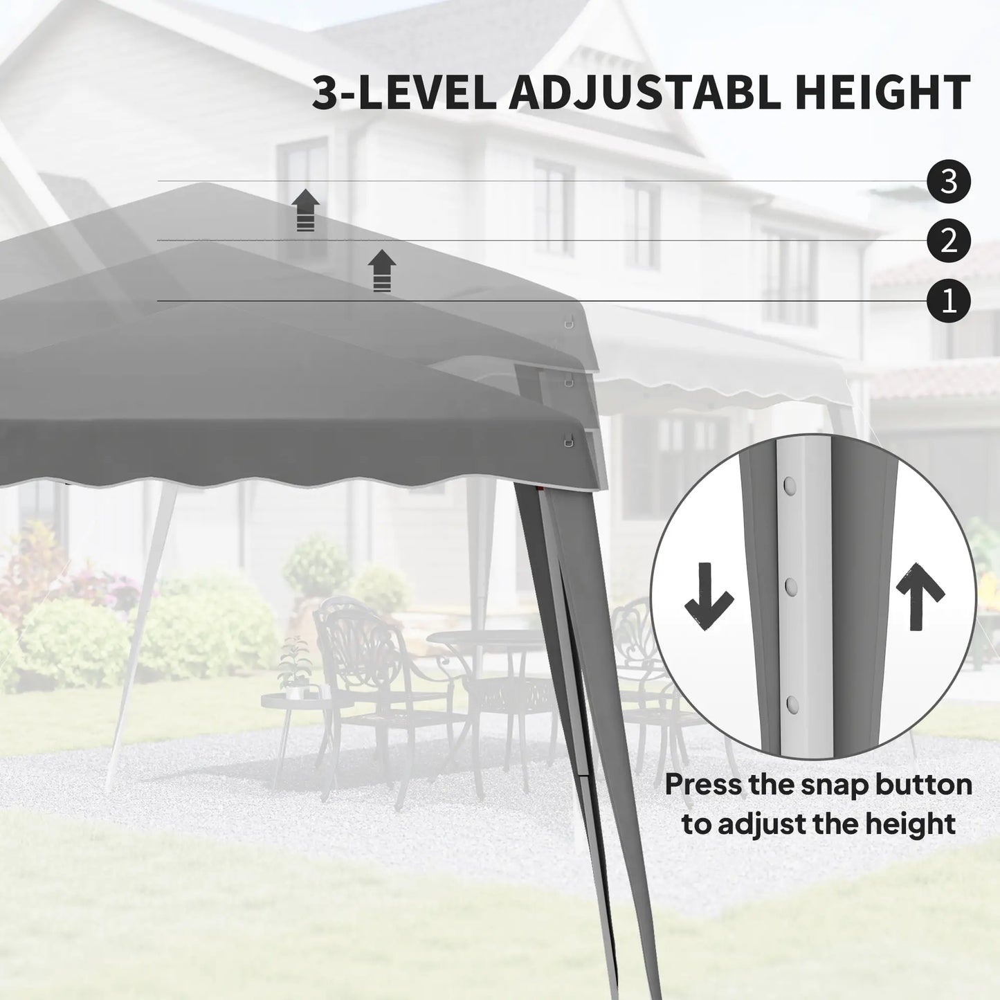 8' x 8' Pop Up Canopy, Foldable Outdoor Tent, Portable With Carrying Bag, Grey Pop Up Canopies at Gallery Canada