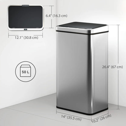 13.2 Gallon Automatic Garbage Can, Soft Close Lid, Touchless Trash Can Household Supplies at Gallery Canada