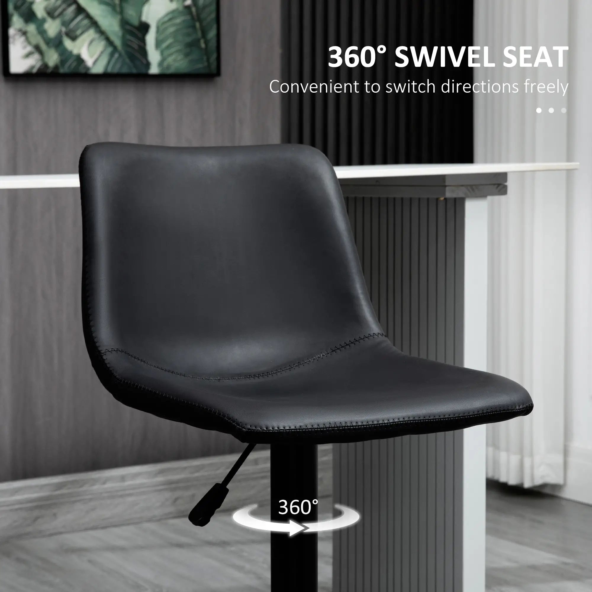 Adjustable Counter Height Bar Stools, Set of 2, 360° Swivel, Vintage Leather, Retro Grey, Grey Bar Stools at Gallery Canada