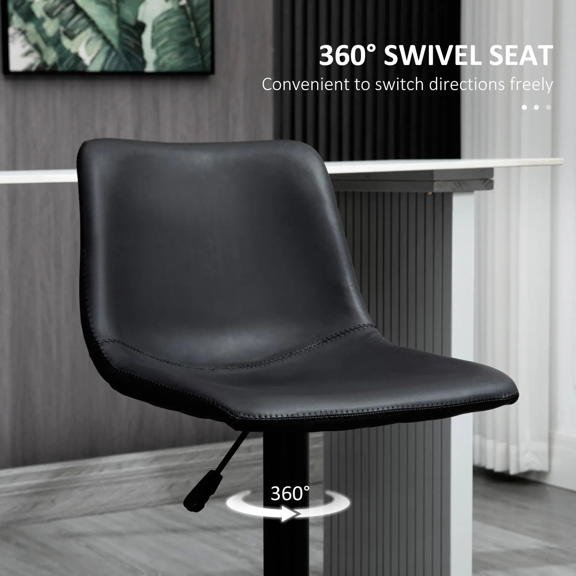 Adjustable Counter Height Bar Stools, Set of 2, 360° Swivel, Vintage Leather, Retro Grey, Grey Bar Stools at Gallery Canada