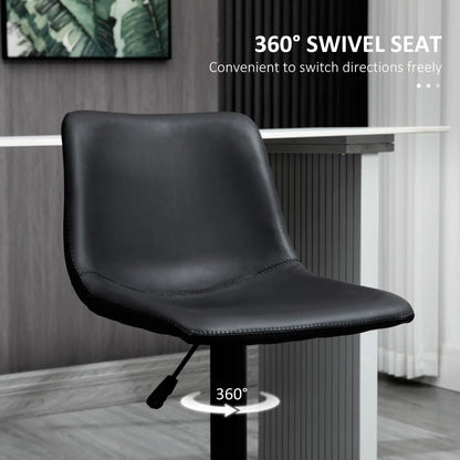 Adjustable Counter Height Bar Stools, Set of 2, 360° Swivel, Vintage Leather, Retro Grey, Grey Bar Stools at Gallery Canada