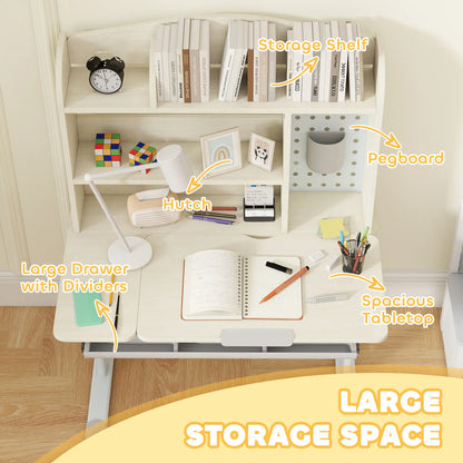 Kids Desk, Height Adjustable, Tilted Desktop, Storage, Drawer, Pegboard, 3-12 Years Kids Desk Sets at Gallery Canada