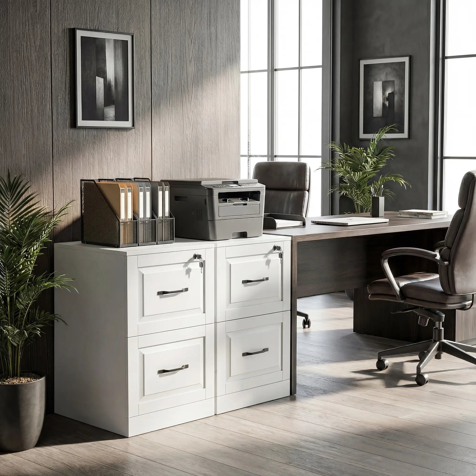 2 Drawer File Cabinet With Lock, Vertical Filing Cabinet, White Office Cabinets & Cupboards at Gallery Canada