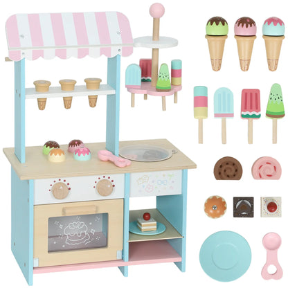 Wooden Ice Cream Toy Shop, Pretend Play Food Store with Oven, Ages 3+ Toy Playsets at Gallery Canada