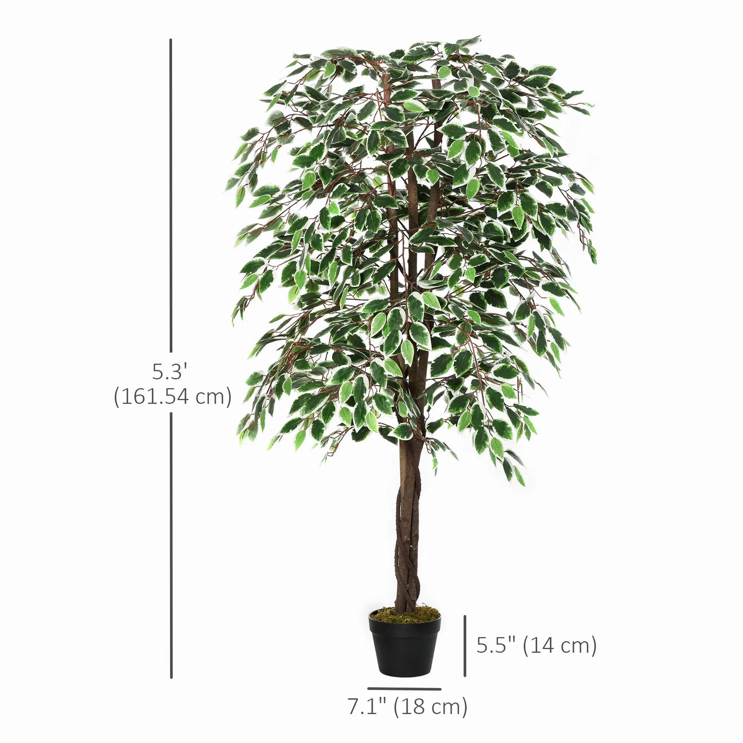 5.3ft Artificial Ficus Tree, Indoor Fake Plant with Pot, Home Office Decor Artificial Trees at Gallery Canada
