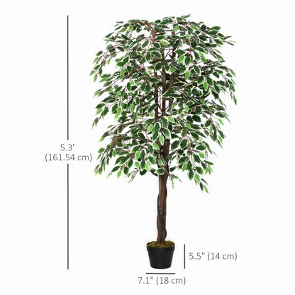 5.3ft Artificial Ficus Tree, Indoor Fake Plant with Pot, Home Office Decor Artificial Trees at Gallery Canada