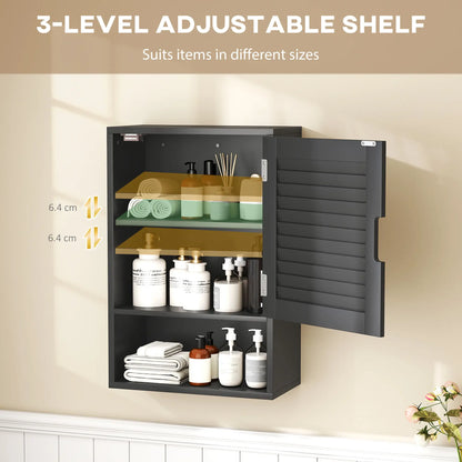Wall Mounted Bathroom Cabinet, Adjustable Shelves, 40 x 20 x 60 cm, Black Wall Mounted Cabinets at Gallery Canada