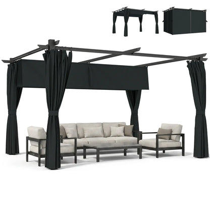 10' x 13' Pergola, Retractable Canopy, UPF30+ Sun Shade, Garden, Backyard Pergolas at Gallery Canada