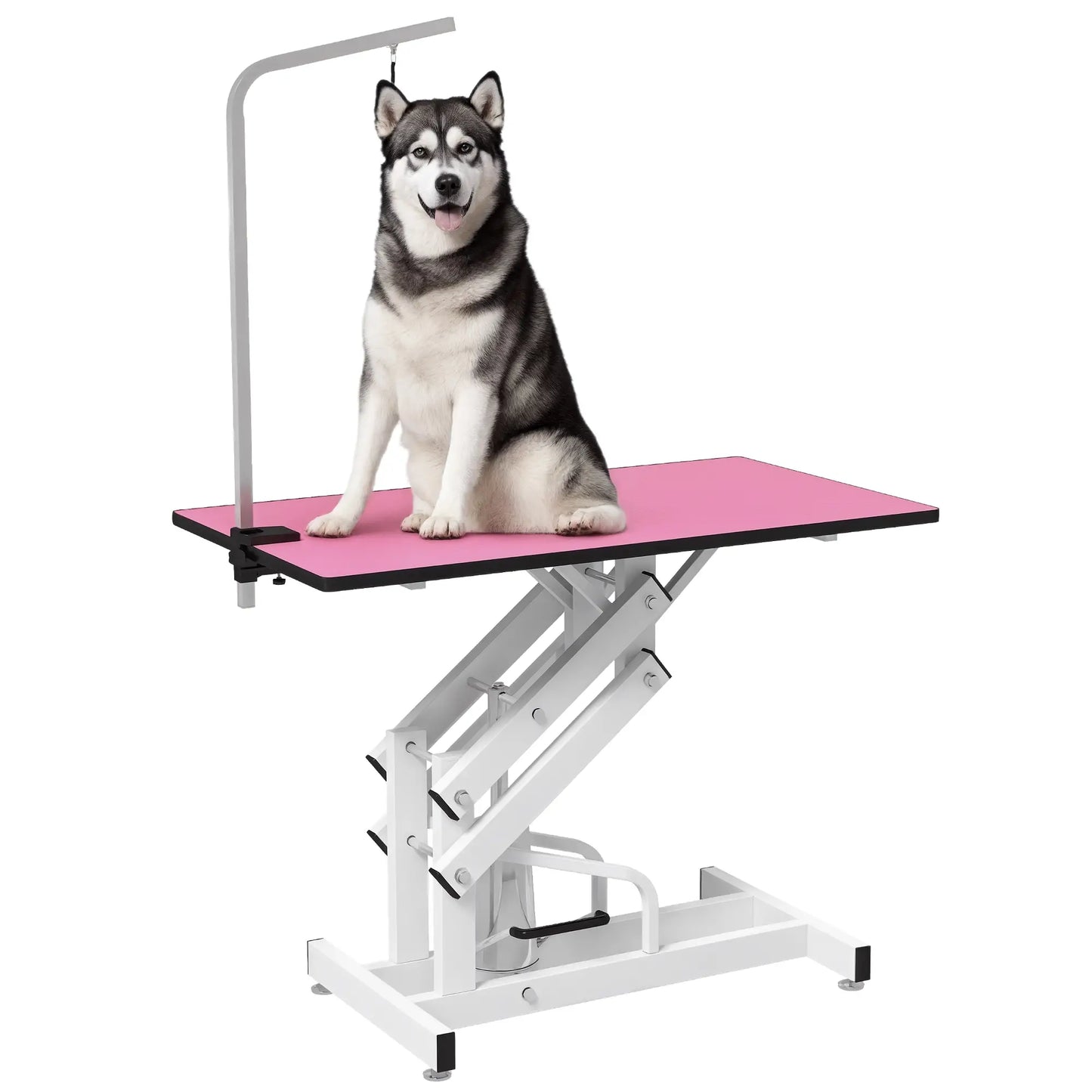 Adjustable Dog Grooming Table with Arm, Noose, Non-Slip, Pink Dog Grooming Tables at Gallery Canada