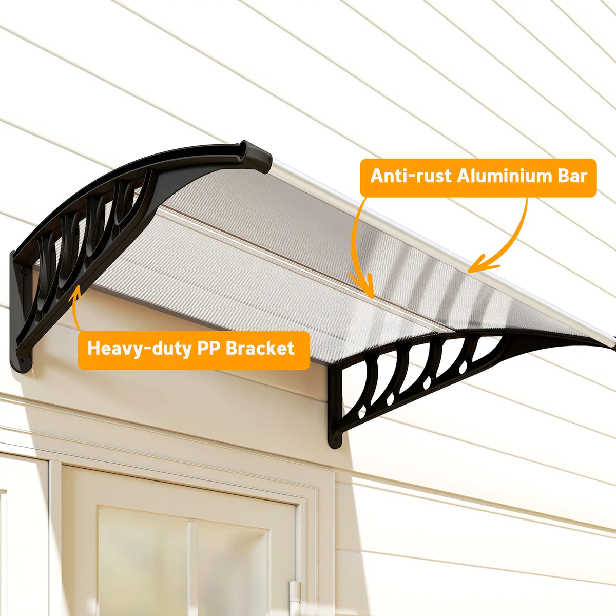 Polycarbonate Door Canopy, 40.6" x 38" Clear, Clear Door Awnings at Gallery Canada