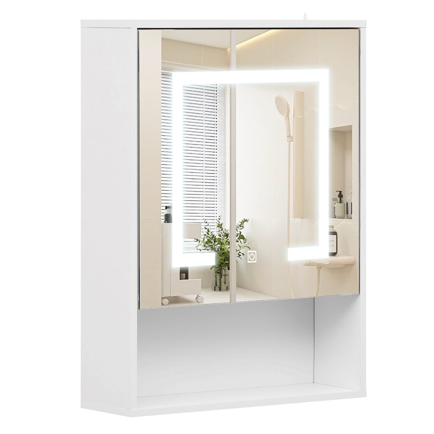 Medicine Cabinet With Mirror, 3-Color LED, Recessed Wall Mount, White Wall Cabinets at Gallery Canada